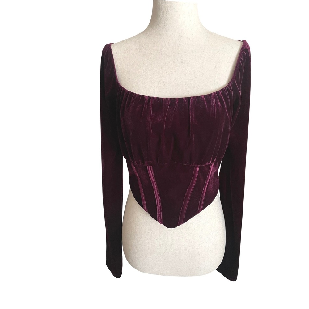 Milkmaid Velvet Corset Top Long Sleeve Square Neck Medium Renfaire Vamp Goth